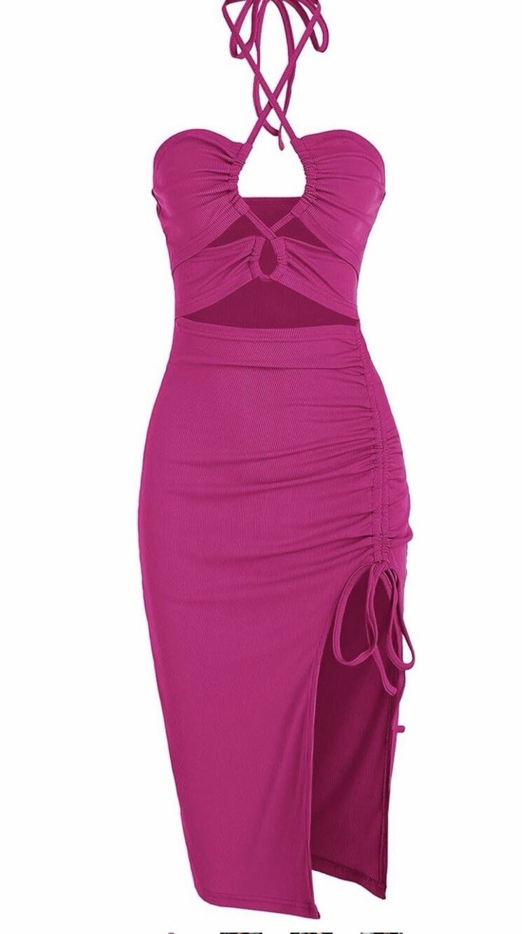 ZAFUL Sleeveless Dress Sexy Midi Halter Dress Pink Women's S NWT